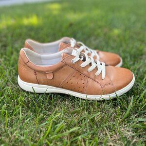 Josef Seibel Leather Sneaker, Caren 01, Camel, Size 39 (US 8-8.5)